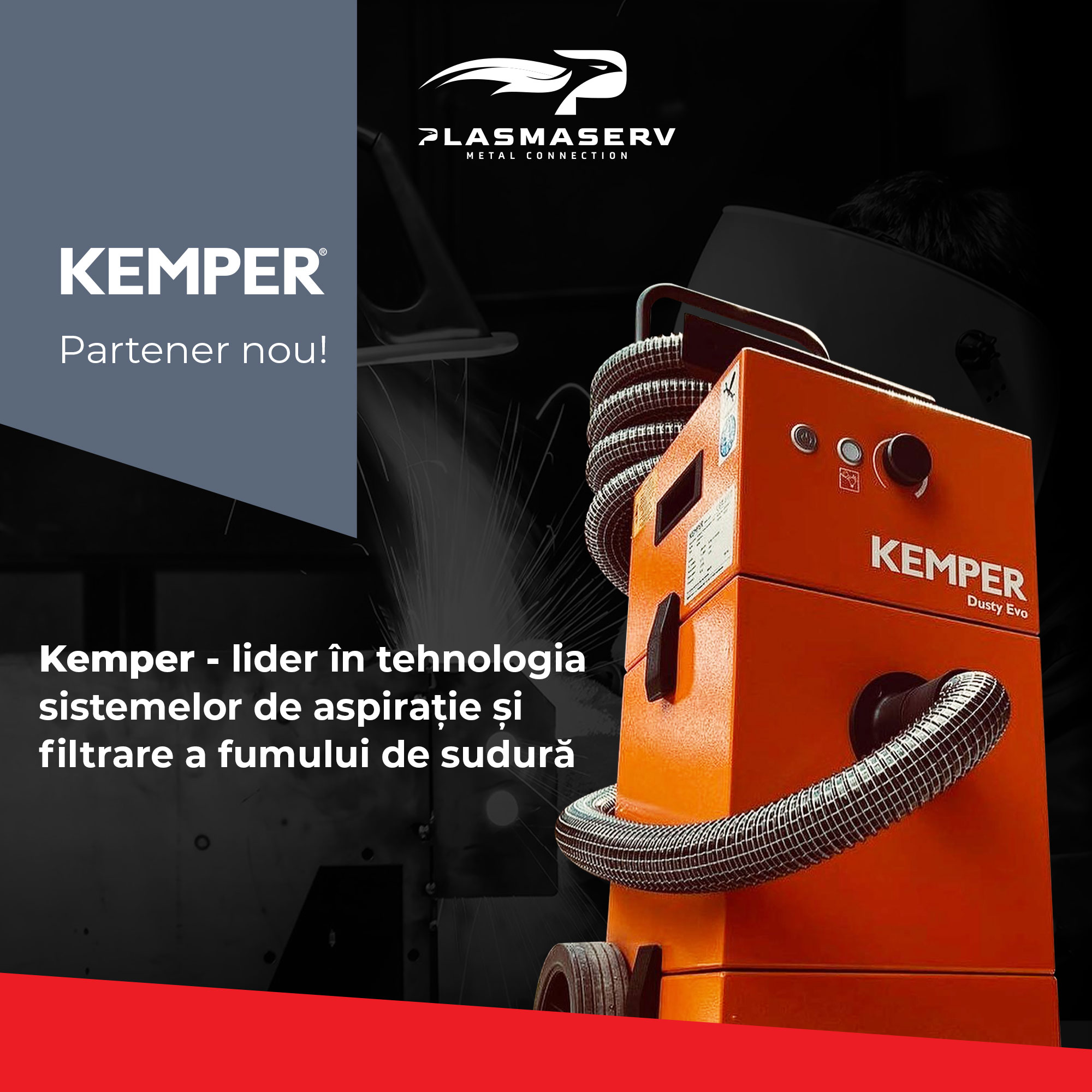 Kemper, brand cu renume în  producția sistemelor de extracție și filtrare a fumului de sudură, este partener Plasmaserv Metal Connection